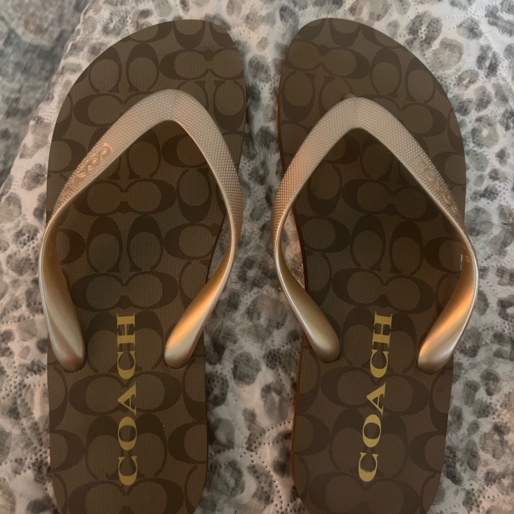 Coach Women's Brown Flip Flops